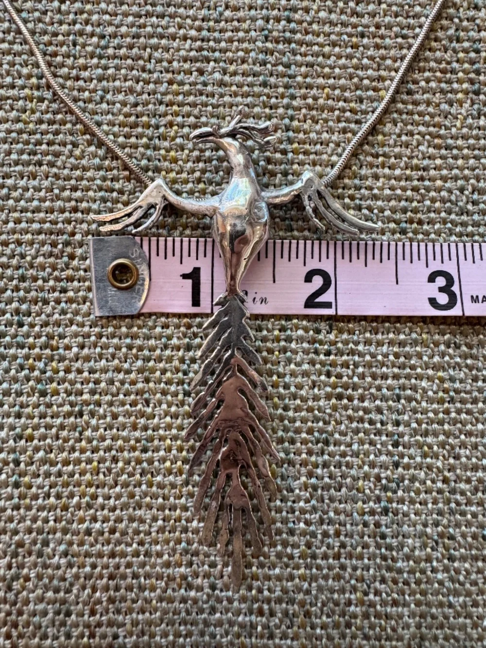 Carl Tasha Modernist Sterling Silver Pheonix Necklace
